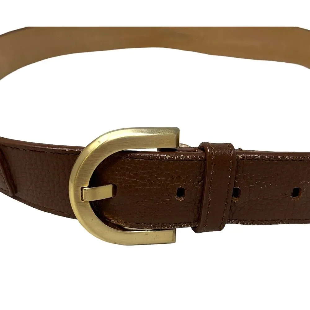 Talbots‎ Brown Genuine Leather and Chain Link Post Belt Size Large